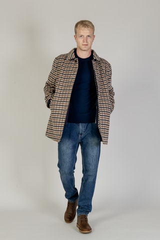 Manteau 2-en-1 en laine - Marron, beige et bleu foncé