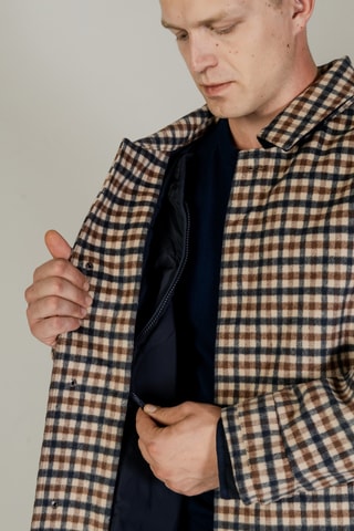 Manteau 2-en-1 en laine - Marron, beige et bleu foncé