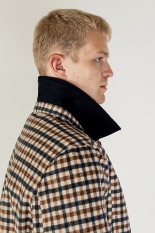 Manteau 2-en-1 en laine - Marron, beige et bleu foncé