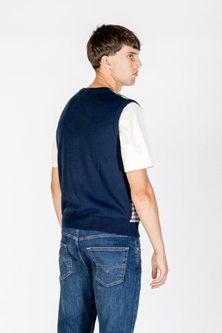 Gilet sans manchesen  mérinos  - Bleu marine