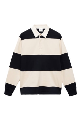 Sweat-shirt polo coton bicolore - Bleu marine