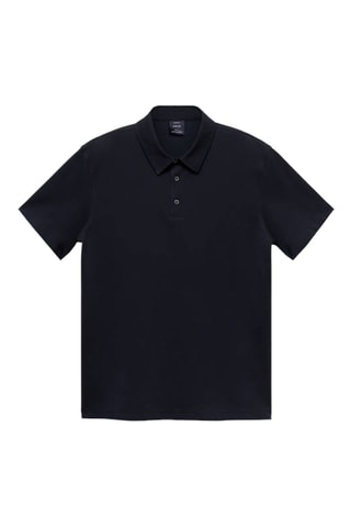 Polo slim-fit piqué de coton - Bleu foncé