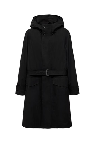Trench ceinture à capuche - Noir