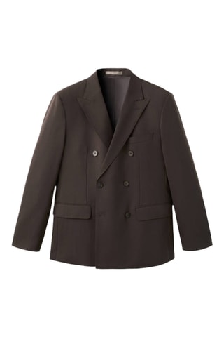 Veste costume croisée 100 % laine italienne - Marron
