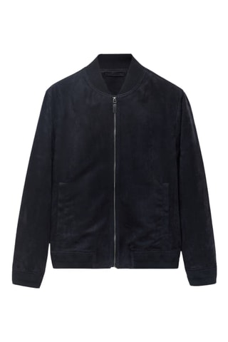 Veste bomber effet daim - Bleu foncé