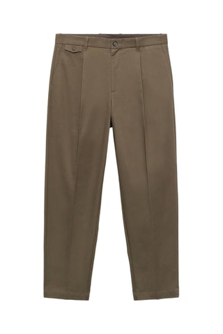 Pantalon regular fit coton pinces - Marron