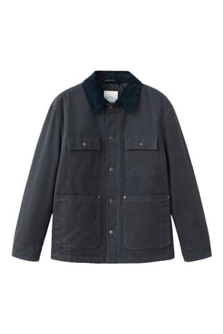 Quilted jacket with corduroy collar - Anthracite