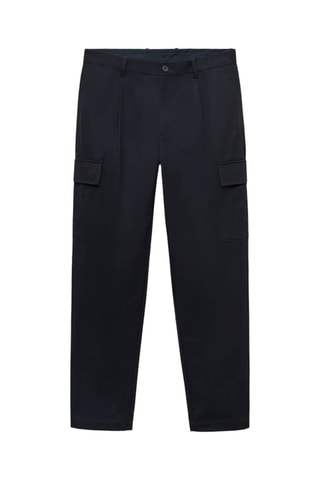 Pantalon cargo coton regular-fit - Bleu marine