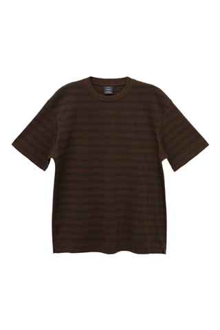 T-shirt 100 % coton rayures relaxed-fit - Marron