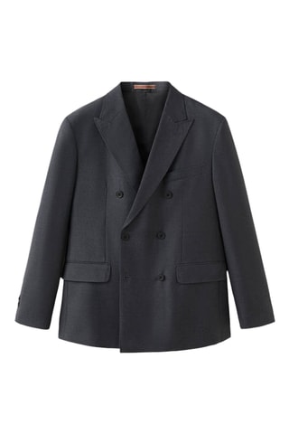Veste costume croisée flanelle 100 % laine - Gris foncé