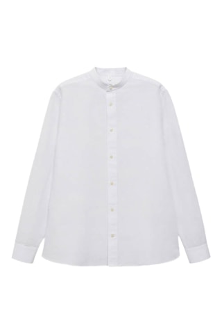 Chemise lin col mao - Blanc