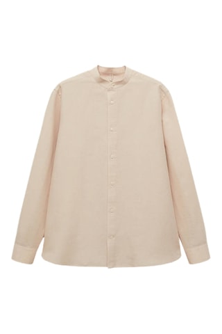 Chemise lin col mao - Beige
