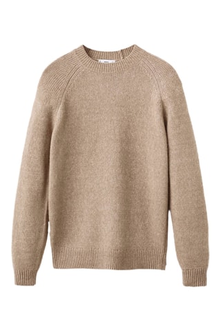 Pull maille fine en laine mélangée - Beige