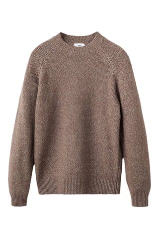 Pull maille fine en laine mélangée - Marron