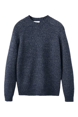 Pull maille fine en laine mélangée - Bleu marine