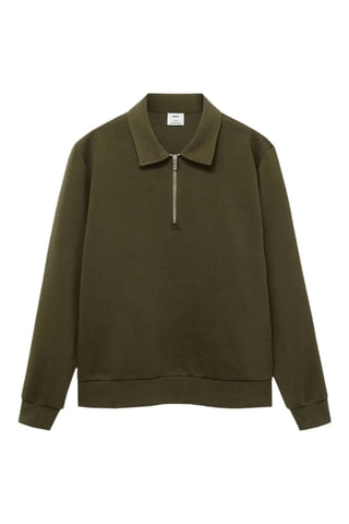 Sweat-shirt regular-fit col zippé - Vert