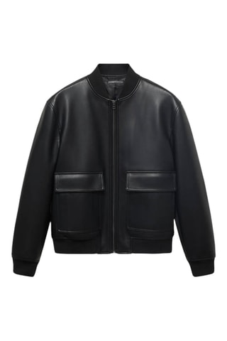 Blouson bomber simili-cuir - Noir