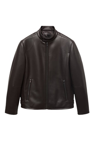 Blouson simili-cuir fermeture éclair - Marron
