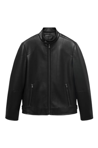 Blouson simili-cuir fermeture éclair - Noir