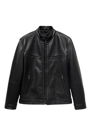 Blouson simili-cuir fermeture éclair - Noir