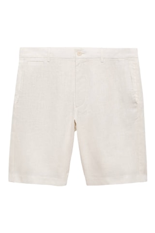 Bermuda slim-fit 100 % lin - Blanc