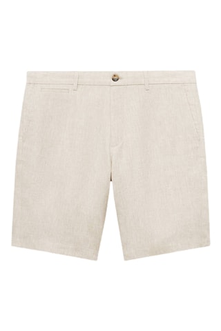 Bermuda slim-fit 100 % lin - Écru