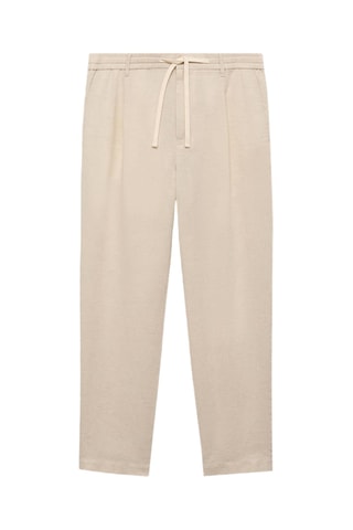 Pantalon slim fit lin cordon - Écru