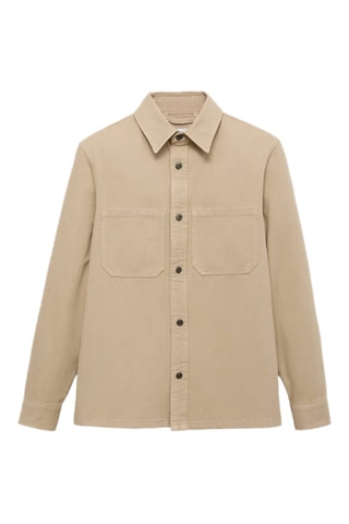Surchemise en jean poches - Beige