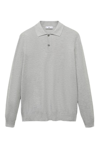 Pull-over polo coton microstructure - Gris