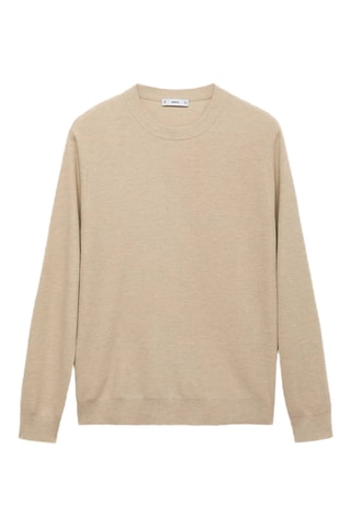 Pull-over maille coton microstructure - Beige