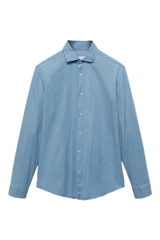 Chemise chambray 100 % coton - Bleu clair