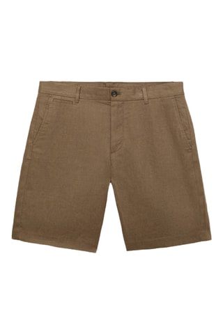 Bermuda slim-fit 100 % lin - Vert