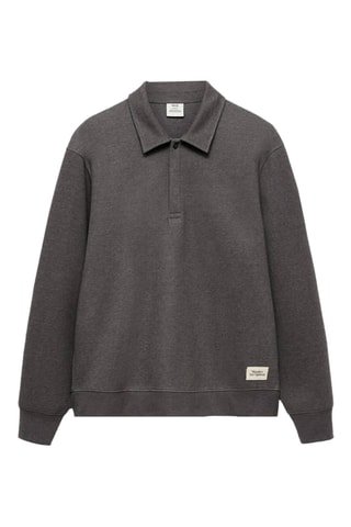 Sweat-shirt polo détail brodé - Gris