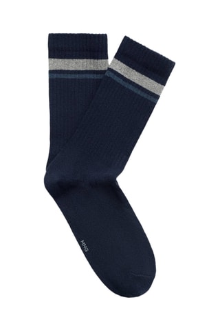 Chaussettes coton rayures - Bleu marine