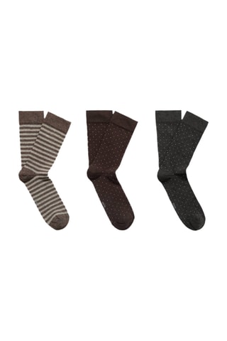 Pack 3 paires de chaussettes combinées - Marron