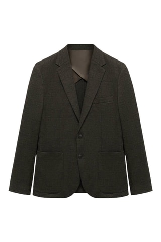Veste slim-fit micro-carreaux - Kaki