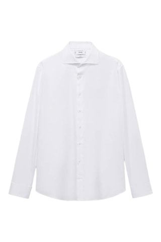 Chemise costume slim-fit tissu twill boutons de manchette - Blanc