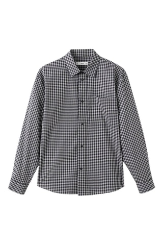 Chemise 100 % coton à carreaux relaxed-fit - Noir