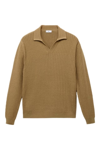 Pull-over polo maille structure - Beige