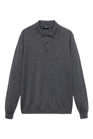 Pull polo 100 % laine mérinos - Gris