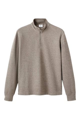 Sweat zip coupe normale - Beige