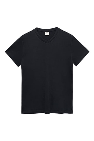 T-shirt col en V - Bleu marine