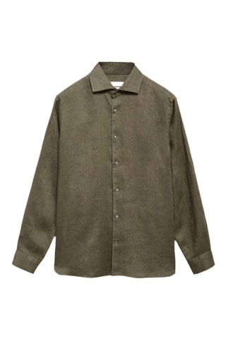 Chemise 100 % lin slim-fit - Kaki