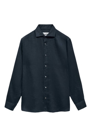 Chemise 100 % lin slim-fit - Bleu marine