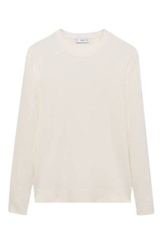 Pull coton maille fine côtelée - Blanc