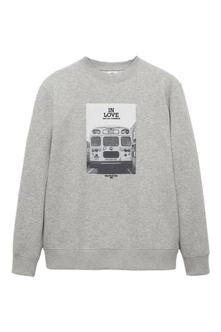 Sweat-shirt coton imprimé graphique - Gris foncé