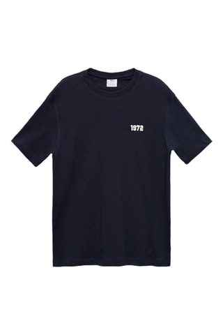 T-shirt en coton brodé - Bleu marine