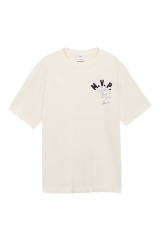 T-shirt coton brodé - Écru