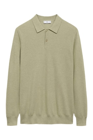 Pull-over polo maille coton microstructure - Vert