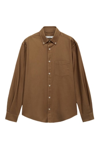 Chemise 100 % coton Oxford - Marron